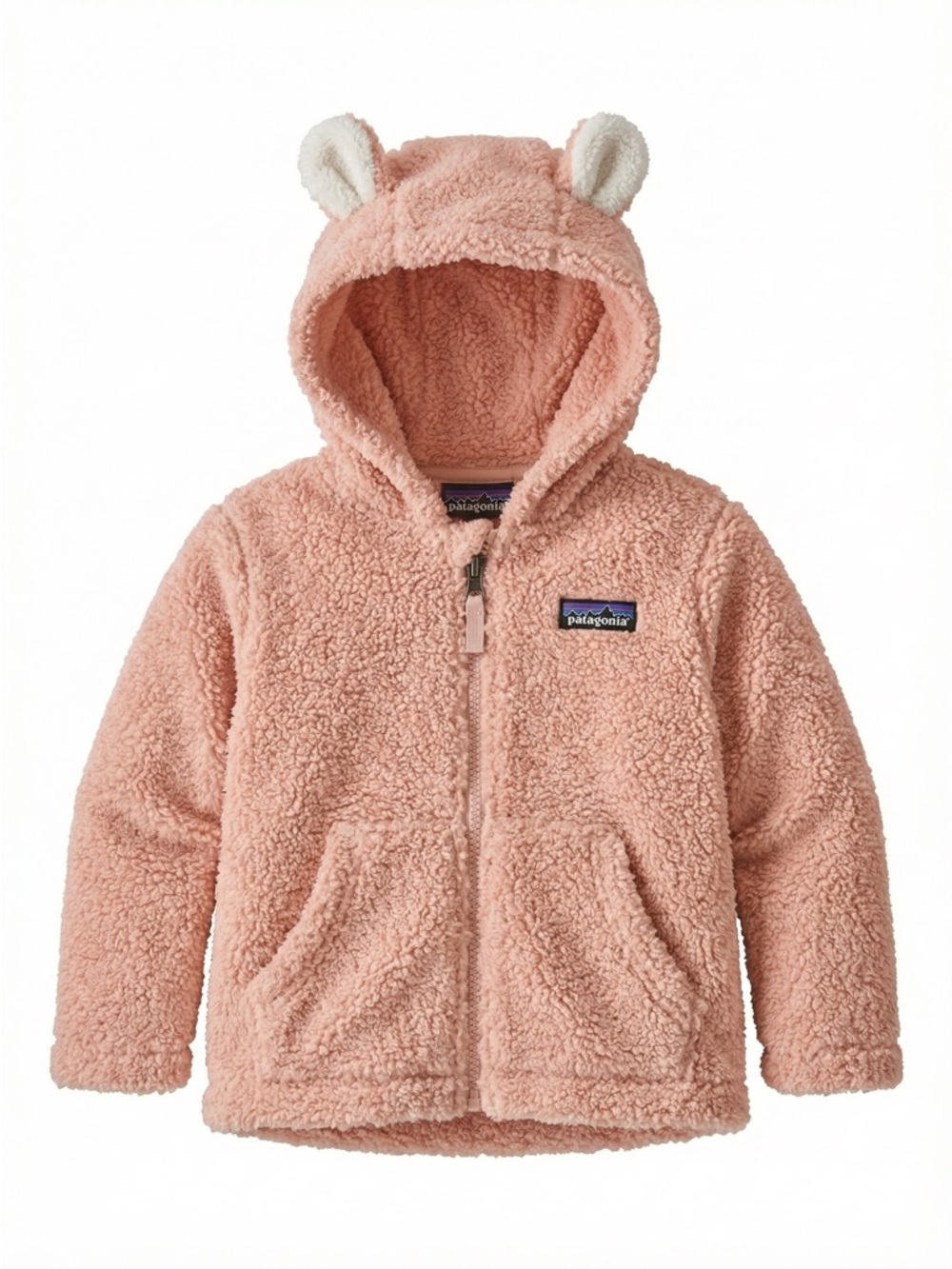 Patagonia Baby Furry Friends Hoodie 2T Blush Pink Sherpa Fleece Bear Ear Jacket